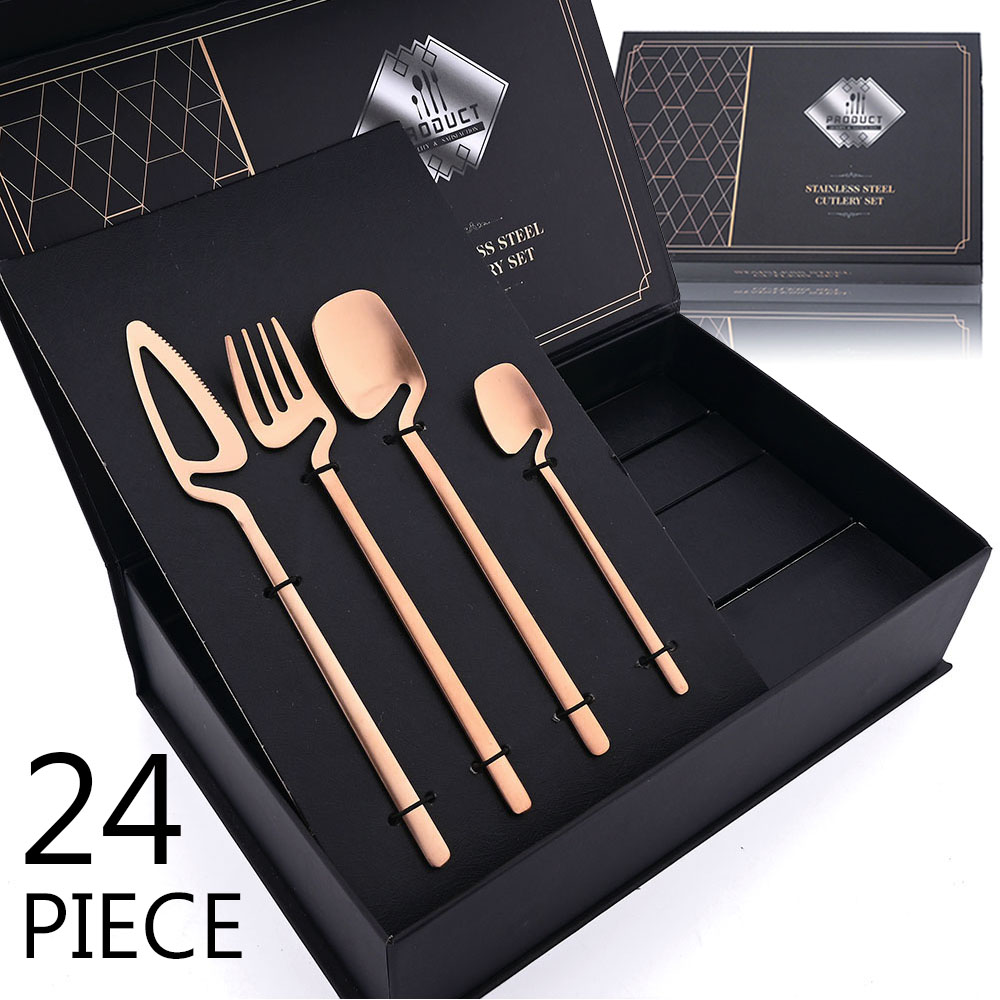 Commercial Kitchen Knife Set - JANKNG 24 Chiếc Hoa Hồng Vàng
