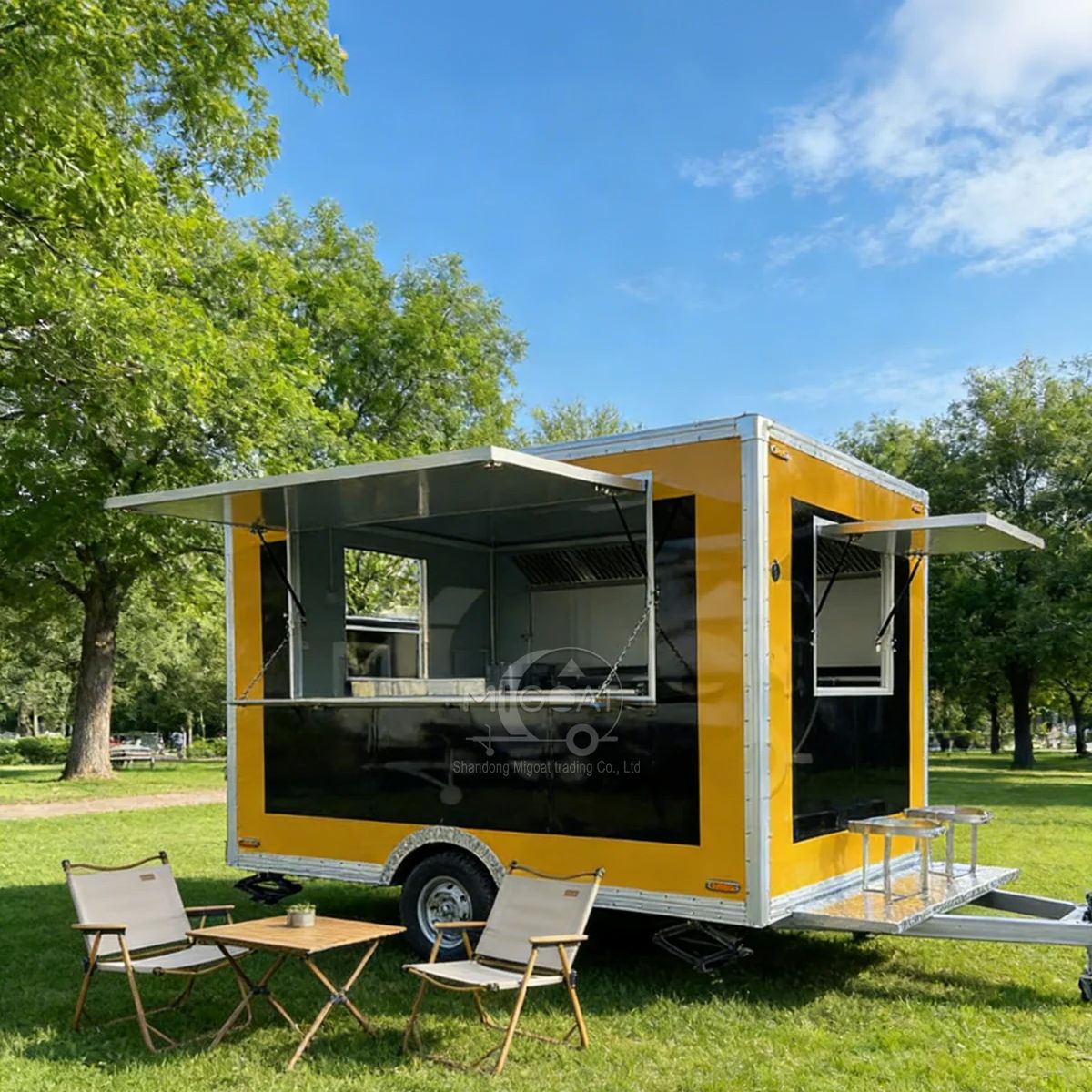 Yellow Black Food Truck Mobile - đánh giá và giá Commercial Kitchen Windows