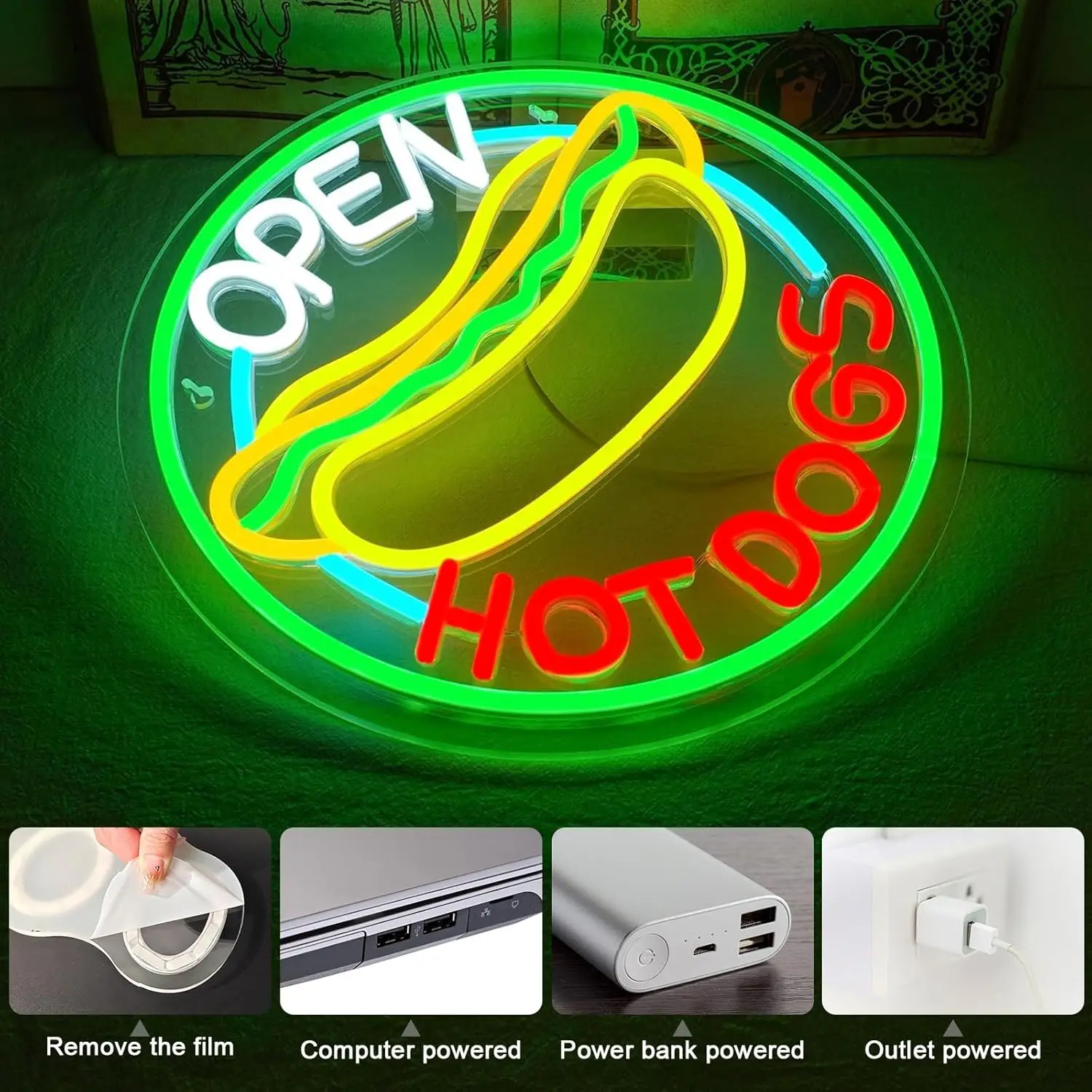 Hot Dog Open LED Neon Sign for - đánh giá và giá Commercial Kitchen Windows